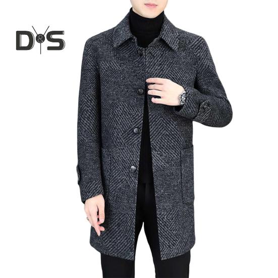 

Мужское шерстяное пальто с лацканами, длинный рукав, однобортное, средней длины, с карманами, повседневная одежда 4XL черный серый