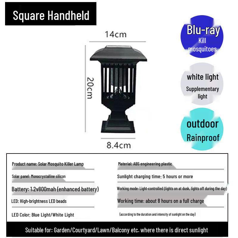 Waterproof Rechargeable Solar Insect & Mosquito Killer Lamp for Outdoor Use