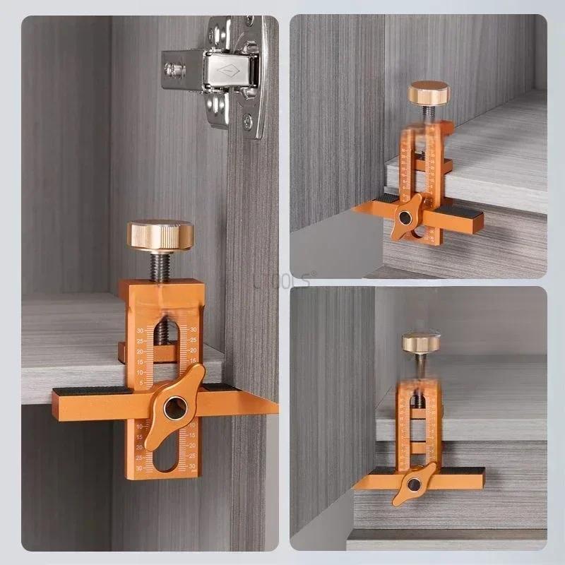 Woodworking Cabinet Door Installation Jig,Door Panel Installation Rebounding Device Drilling Tool 2 in 1 Quick Positioning Tool