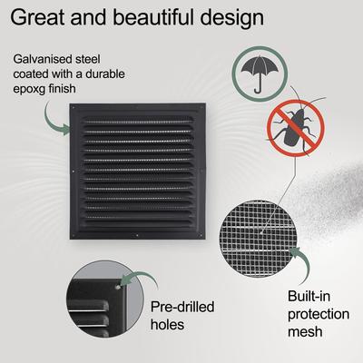 Capac de Ventilație 250x250mm Capac de Ventilație cu Jaluzele Metalice Capac de Ventilație pentru Fântână Artizanal Acoperit cu Lac de Copt Ventilație de Evacuare și Admisie