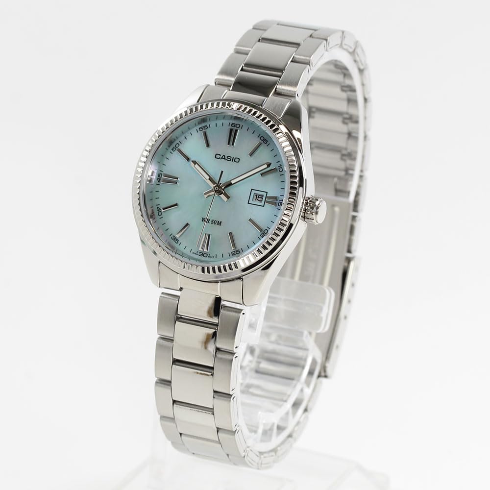 CASIO Quartz Watch with Light Blue Shell LTP-1302DS-2A Women's