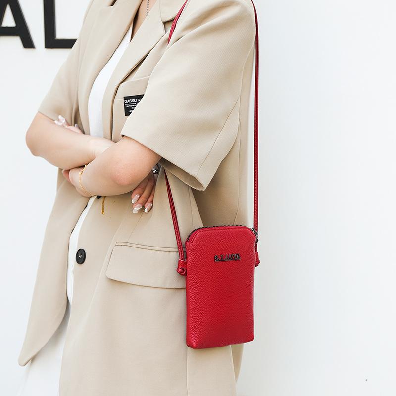 Erste Schicht Rindsleder Handy Tasche Damen Tasche Neu Trendig Einfach Lässig Schulter Umhängetasche Lieferung