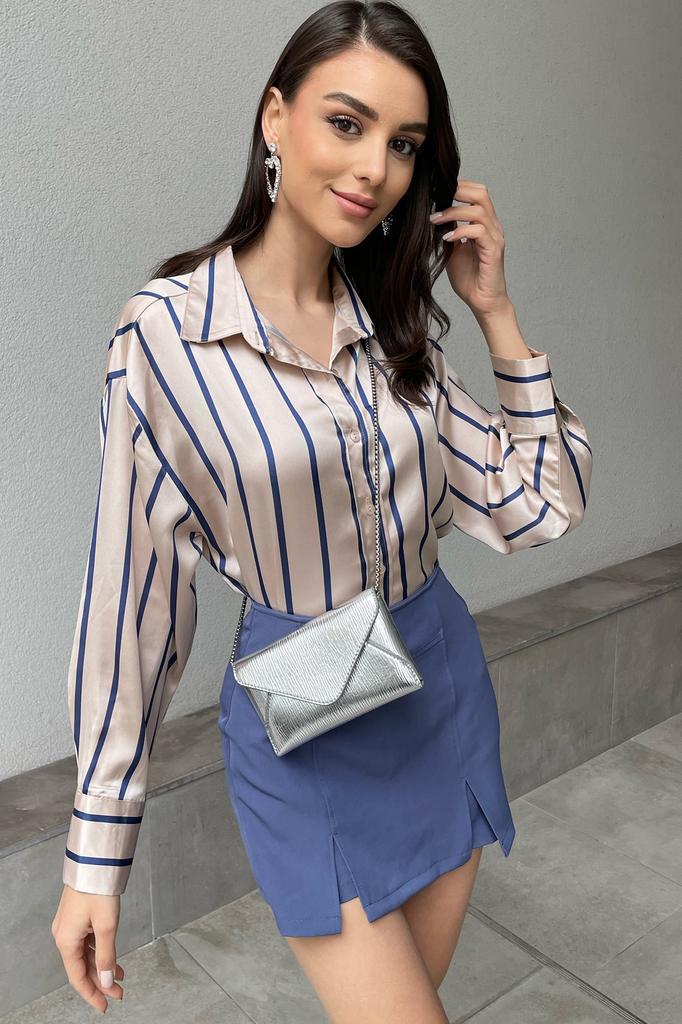 Damenrock Neue Saison Mode Indigo Mini Schlitz Detaillierter Kurzer Rock