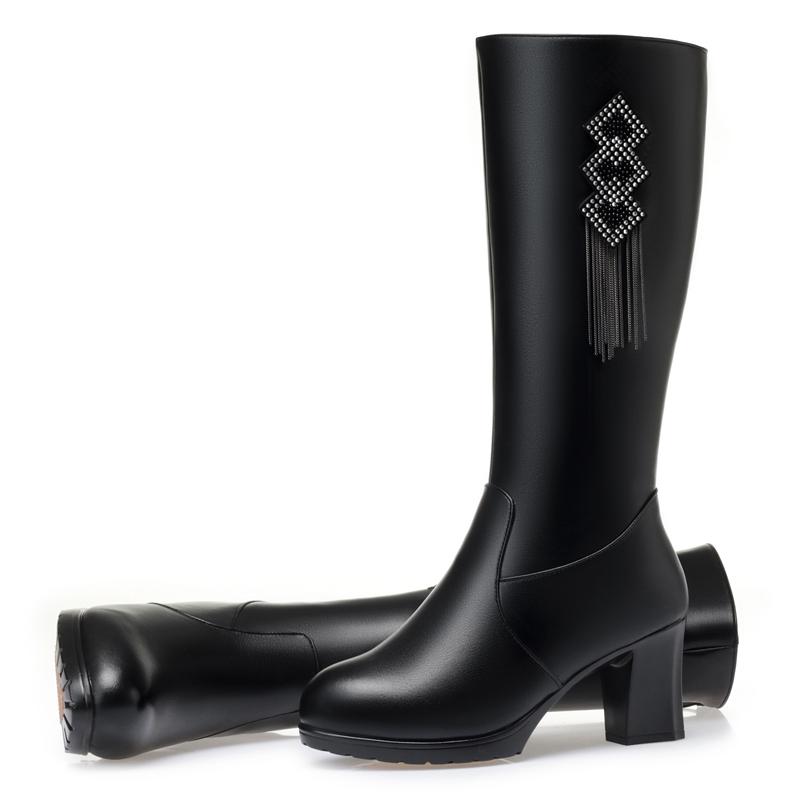 Fashion AIYUQI High Heel Boots Women Winter Genuine Leather Natural Wool Warm Women Dress Boots 2025 New Tassel High Boots Ladies