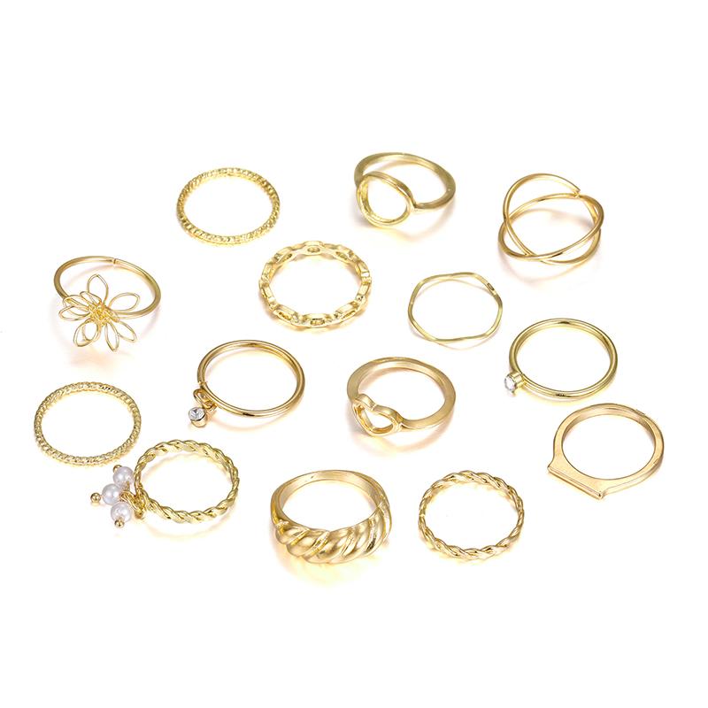 Vintage Gold Silber Farbe Herz Ringe Set Für Frauen Schmetterling Blätter Perle Blume Geometrische Ringe Trendiger Finger Schmuck