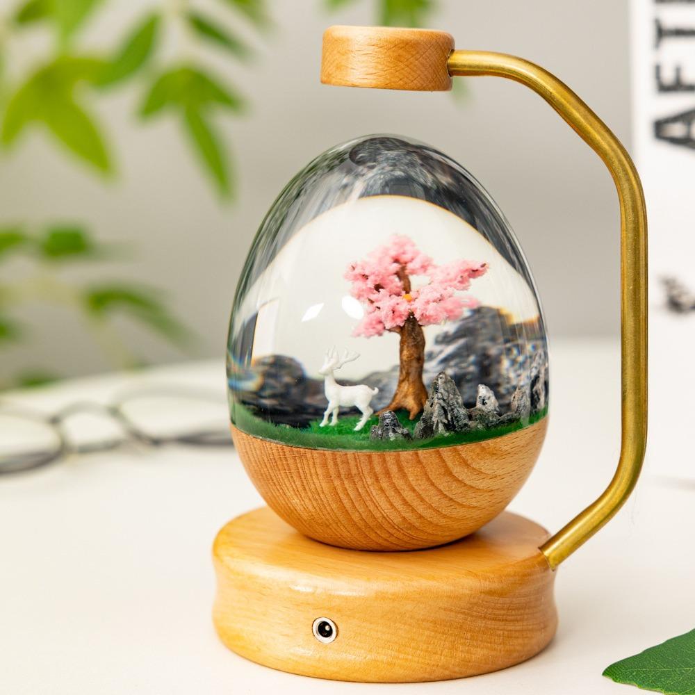 

NEW Creative Micro Landscape Ornament Egg Shaped Forest Deer Resin Night Light As A Birthday Gift 100mm 138mm