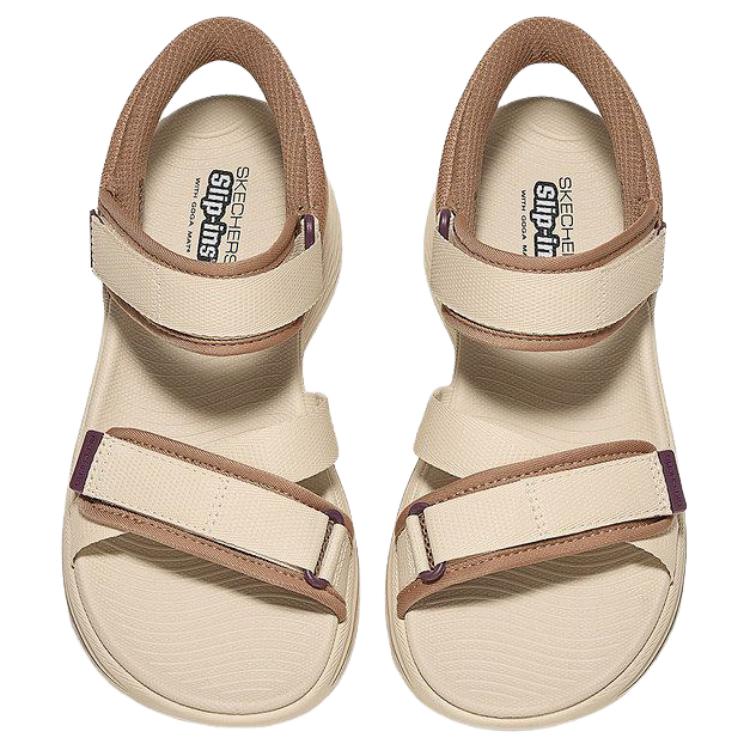 Skechers Max Cushioning Elite 2.0 Lässige Vielseitige Strandsandalen Damensandalen Beige 141631-NTMT