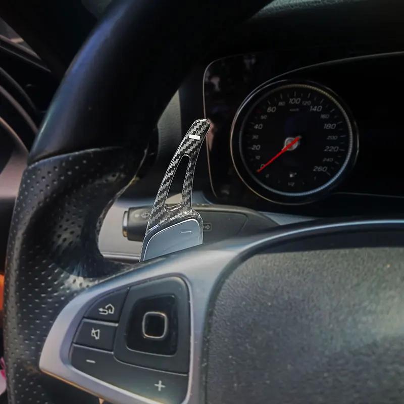 Hot Interior Mouldings 2pcs Carbon Fiber Car Steering Wheel Shift Paddle Shifters Extended For Mercedes Benz E Class W213 2017 2