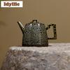 220ml Yixing Purple Clay Teapots Handmade Snakeskin Gilding Pot Raw Ore Purple Jade Gold Sand Tea Soaking Kettle Zisha Tea Set