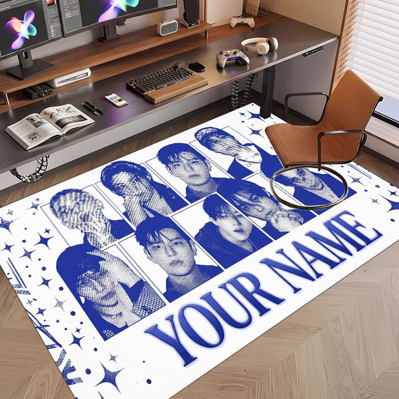 Custom Name Crystal Velvet Rug,Stray Kids Comfortable Anti Slip Floor Mat For Room Decoration