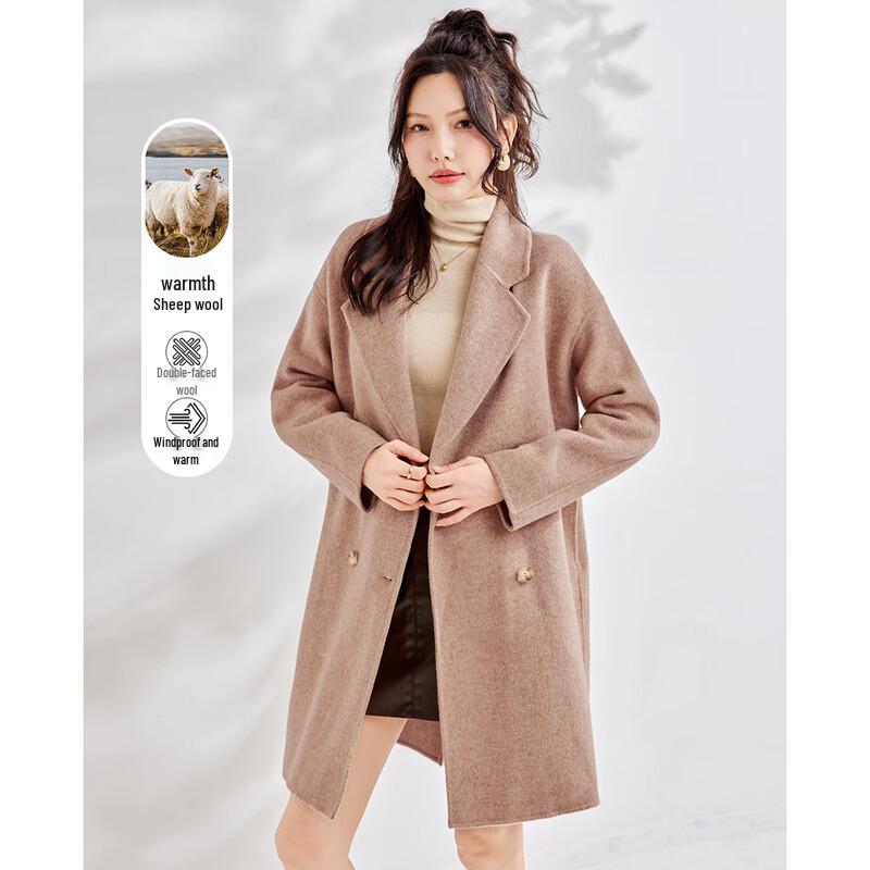 

TERRE BLEUE Women s Merino Wool Blend Single-Breasted Coat S