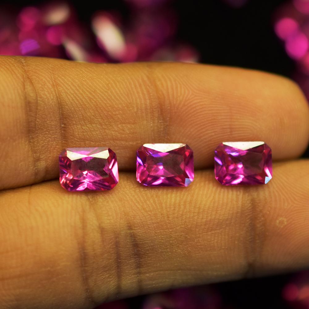 Natural Pink Sapphire Loose Gemstone 7.20 ct 7x5 mm Emerald Cut Lot September Birthday Birthstone