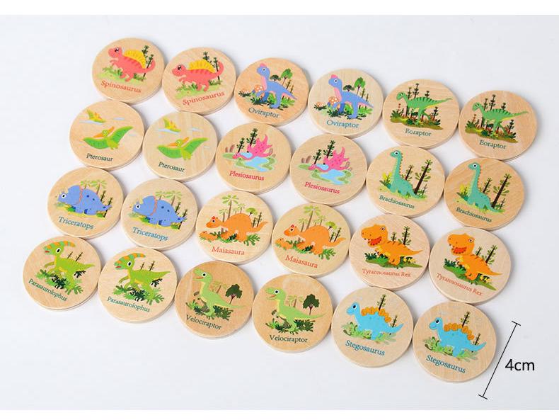 Wooden Dinosaur Matching Game: Early Education Puzzle for Animal Cognition and Focus Training