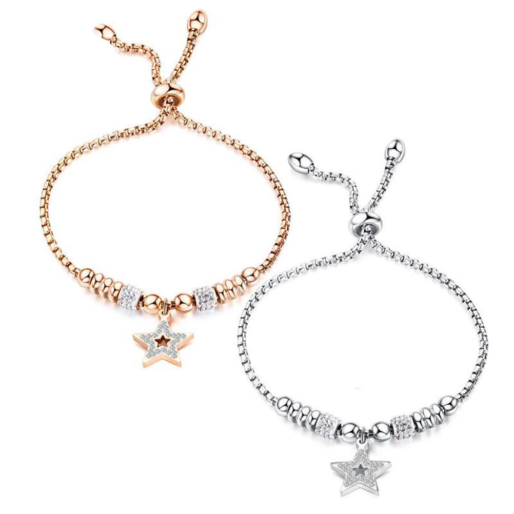 Bracelet with a Crystal Star Pendant and Adjustable Slider for Women Elegant Bracelet Friendship and Valentine Gift
