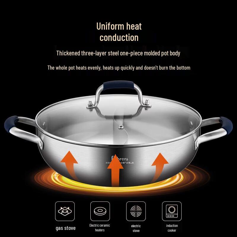 

Berens Stainless Steel Divided Hot Pot with Glass Lid