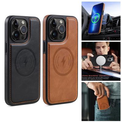 Premium Magnetische Stoßfeste PU-Lederhülle für iPhone 17, 16, 15 Pro Max