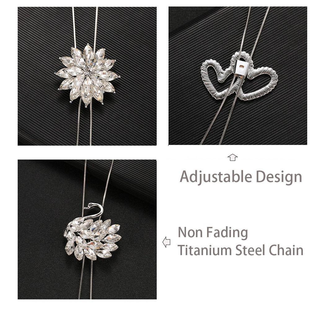 Crystal Flower Crystal Pendant Long Chain Sweater Chain Jewelry New Sweater Necklace  for Women