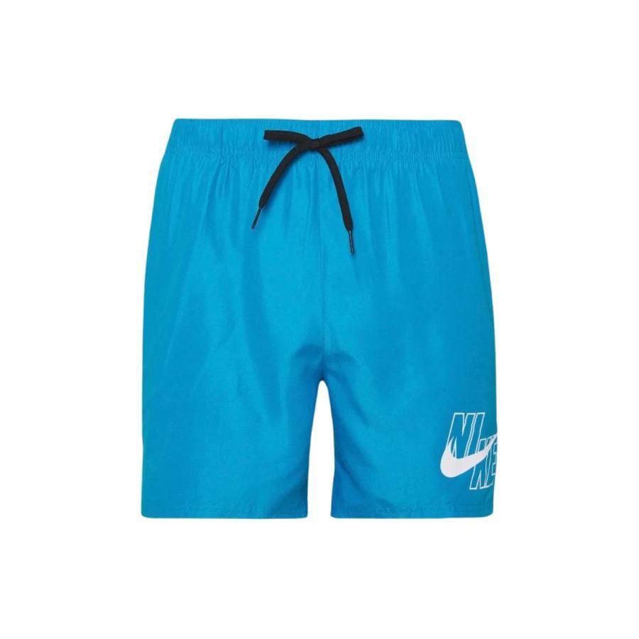 Nike Logo Print Straight-Leg Drawstring Casual Shorts Men Bottoms Blue NESSA566-406