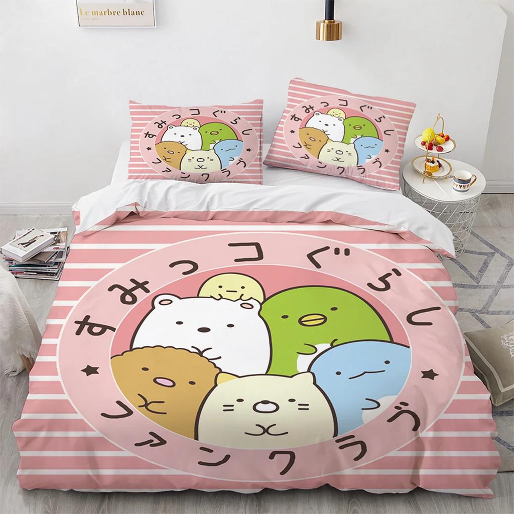 Japanese Cartoon Sumikko Gurashi Anime Bedding Set Kawaii Cute Sumikkogurashis Duvet Cover Quilt Cover Pillowcase Queen King