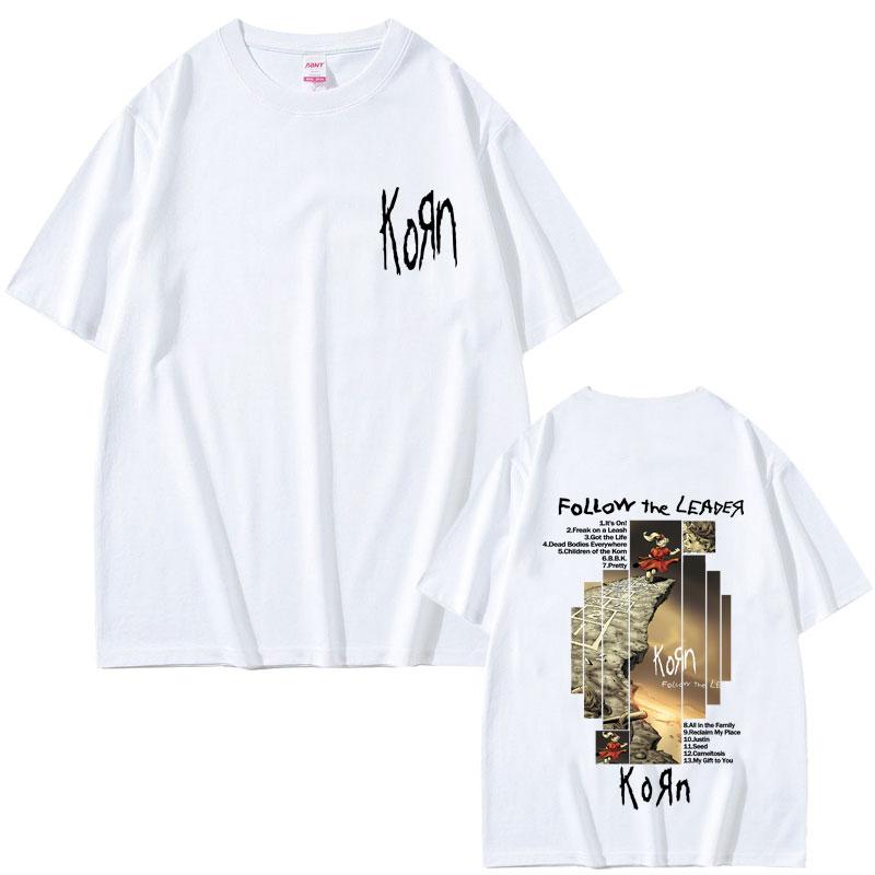 Rock Band Korn Follow The Leader Album Tshirt Summer Men Vintage Alternative Metal Oversized Tshirt Male Soft Cotton Tees