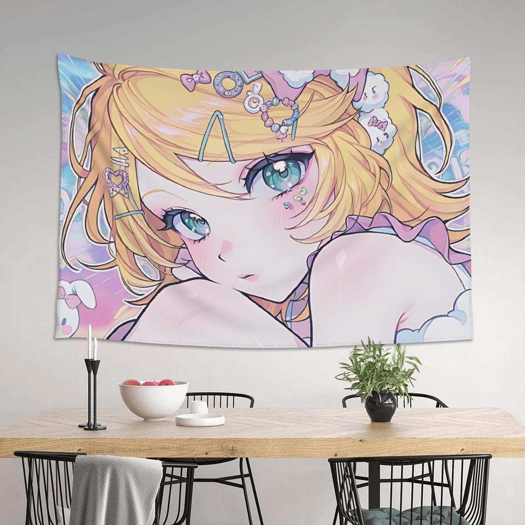 Renkli Anime Kız Duvar Halısı Battaniye Duvar Halısı Ev Dekorasyon Eşyaları Duvar Süsleri