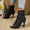 Women's Shoes 2025 New Peep Toe Women's Sandals Fashion Back Zipper Best Seller Plus Size Belt Buckle Lace-up Sandals Boots
