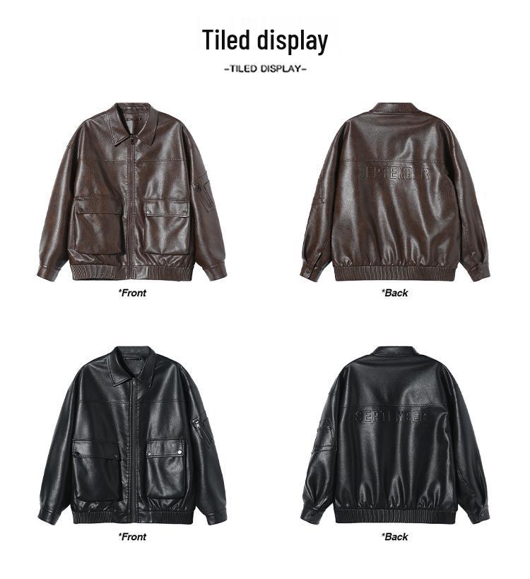 Men's High-End Retro PU Leather Motorcycle Jacket - Autumn Cool, Loose Lapel Coat