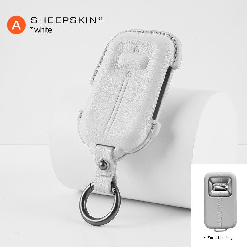 Für Zeekr 001 9X 2026 Ziegenleder Smart Key Keyless Fernbedienung Schlüsselanhänger Hülle Auto Schlüssel Schutzhülle