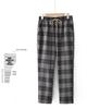 Spring Style Fashionable Plaid Elastic High Waist Pants for Middle-aged and Elderly Women