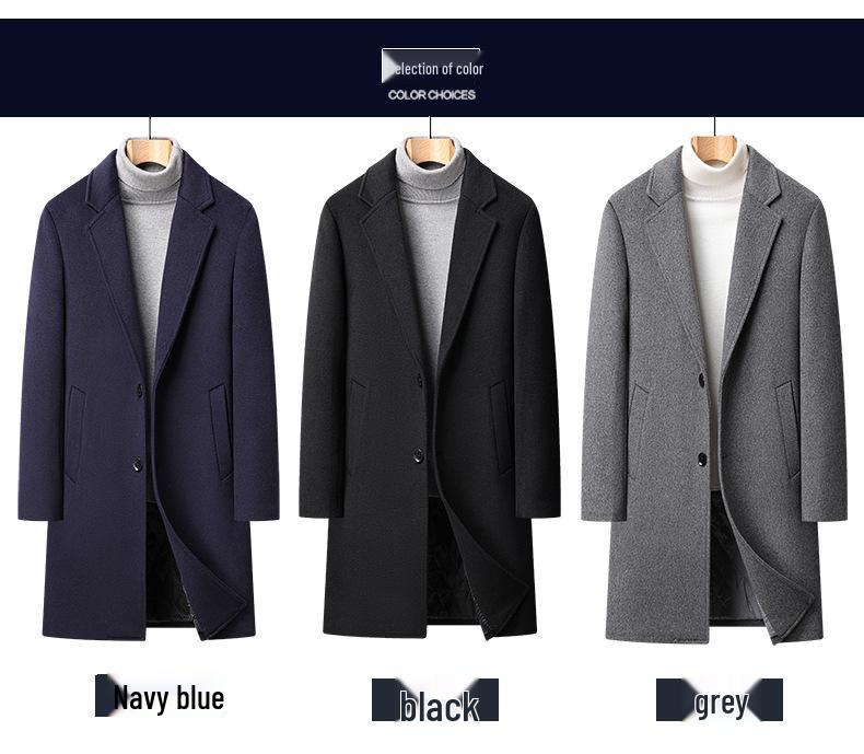 Winter Mid-Length Woolen Overcoat for Middle-Aged & Young People - Lapel Fashion Casual Style