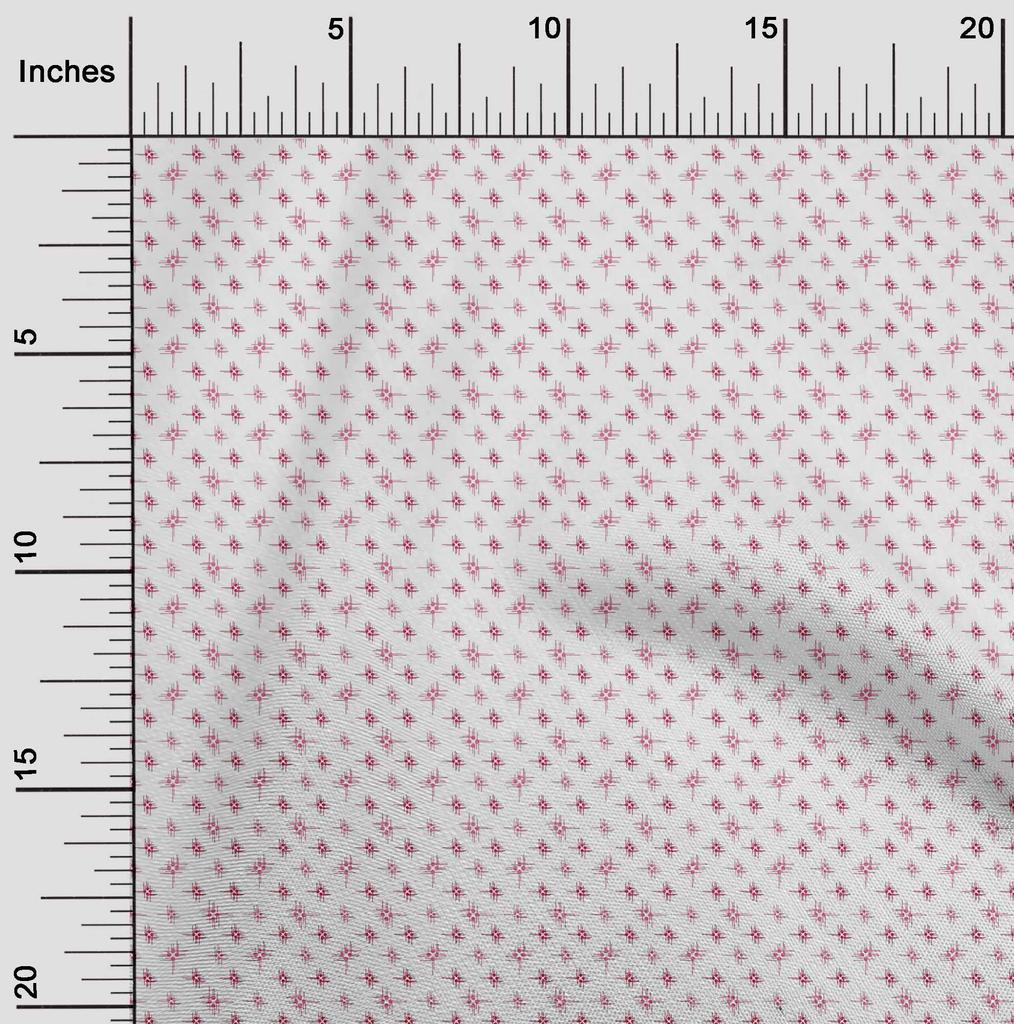 oneOone Cotton Flex Crimson Red Fabric Line & Dot Small Sewing Craft Projects Fabric Prints by Yard 40 Inch