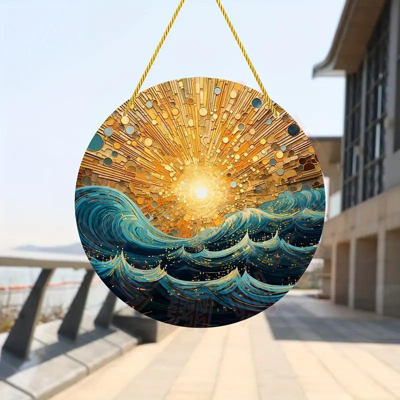 Acrylic Window Decoration Pendant Stained Cat On Desk Panel Decor Indoor Outdoor Garden Decor Or Housewarming Gift