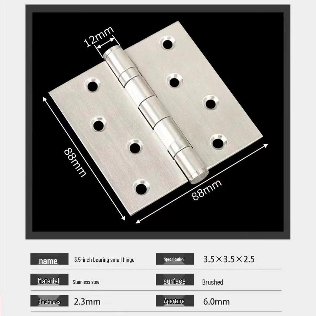 304 Stainless Steel American-Style Widened Hinge for Wood, Metal, and Fire Doors