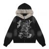 2026 Tie Dye Hooded Sweatshirt Oversized Zip Jacket Dark Letter Print Unisex Streetwear