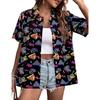 Sommer Neues Hawaiianisches Hemd für Damen Lässig Kurzärmelig Tropische Blume 3D-bedrucktes Hemd
