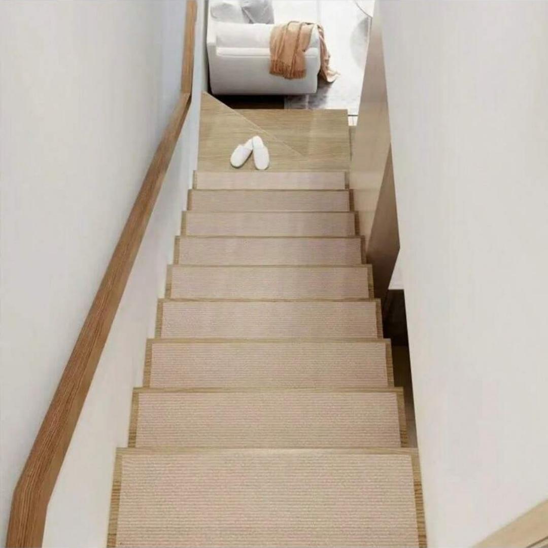 

5pcs 100X20cm Staircase Mat Self-adhesive Safety Door Mat Soft Stripe Non-Slip Stair Tread Carpet Mat Home Decor бежевий