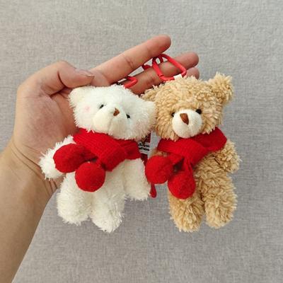 Christmas Plush Bear Keychains Christmas Party Favors Birthday Party Gifts Backpack Hanging Ornament Bear Pendant Kids Gifts