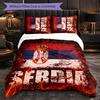 Serbia Pattern 3 Pieces Bedding Set Soft Microfiber Duvet Cover with Pillow Cases for Bedroom