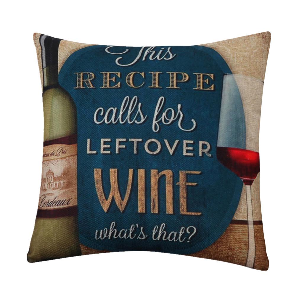 45x45cm Vintage Beer Printed Cushion Cover Bar Coffee Shop Wine Party Sofa Chair Decor Cotton Linen Pillow Case