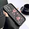 Pink Flower Branches Black Groove Phone Case for iPhone 15/16/17