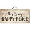 Fprqlyze This Is My Happy Place Primitive Wood Hanging Sign 10x20 Inches Decorative Wooden Wall Sign Plaque Rustic Sign Ornament Wall Art Door Window