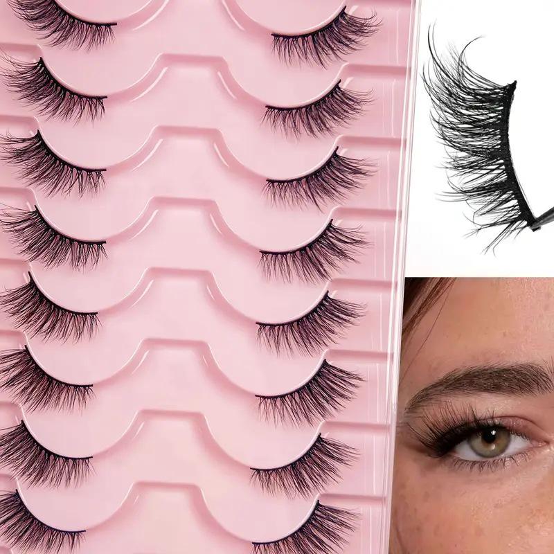 10 Paren Fox-Eye Halve Strip Wimpers: 3D Krullende Stijl voor Europese & Amerikaanse Looks