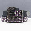 Rivet Belt Black Rhinestone Punk Neutral Personality Men and Women Rivet Button Jeans Belt