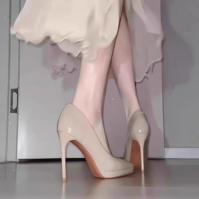 Fashion Shoes for Women Pointed Toe Office 8cm 10cm Thin Heeled Sexy Woman Pumps Spring Elegant Nude Shallow Mouth Dress Womens Shoes
