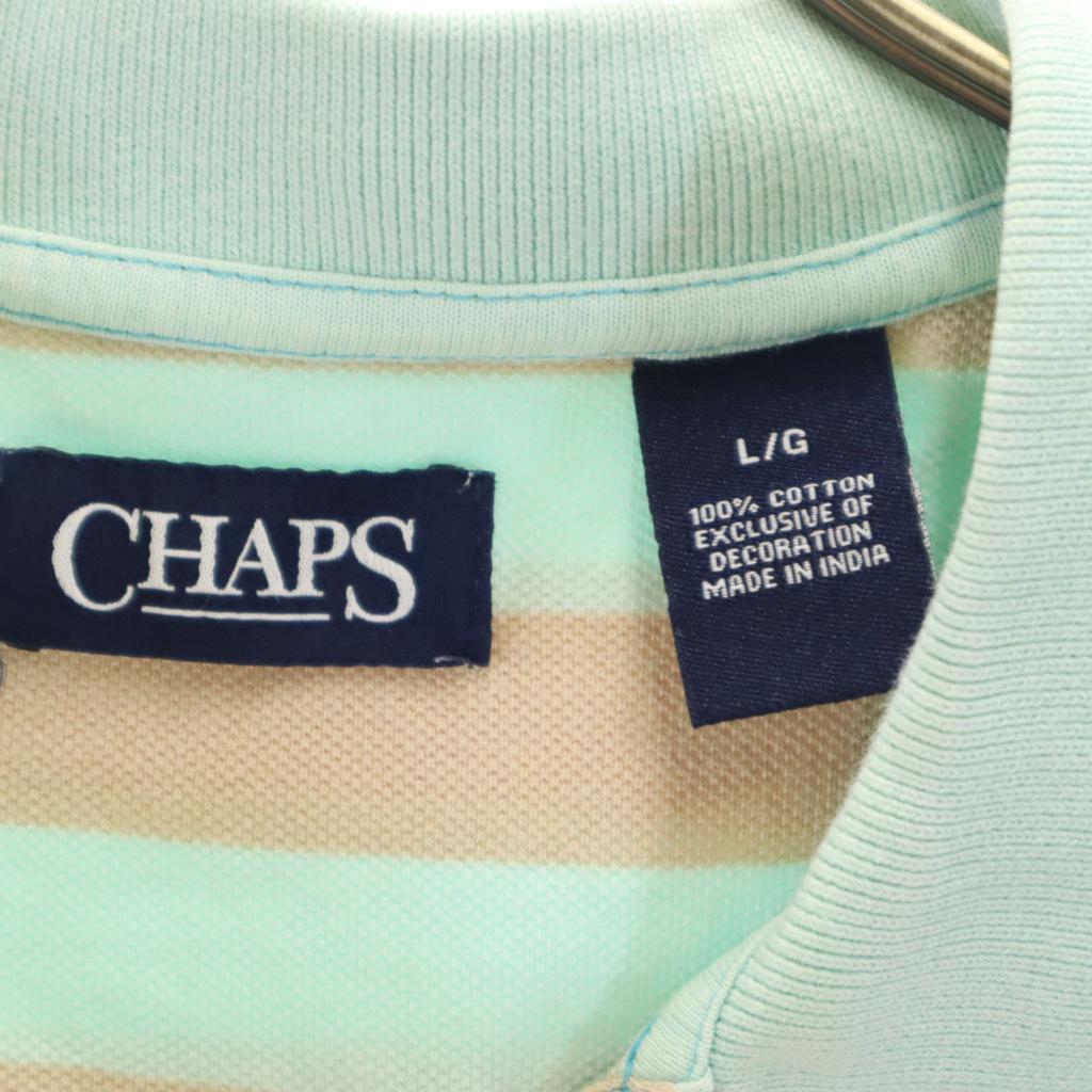 Chaps Border Pattern Short Sleeve Polo Shirt L Mint System Fawn Men's Used