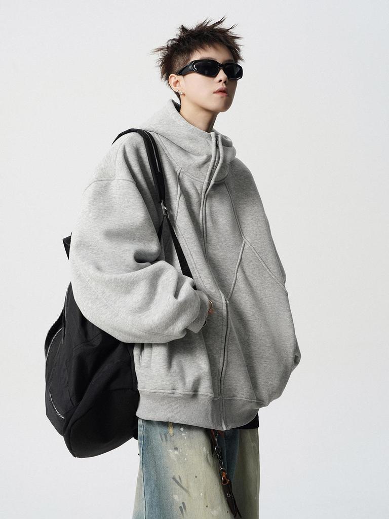 Men's Winter Heavyweight Fleece-Lined Deconstructed Patchwork Hoodie – Streetwear Trend