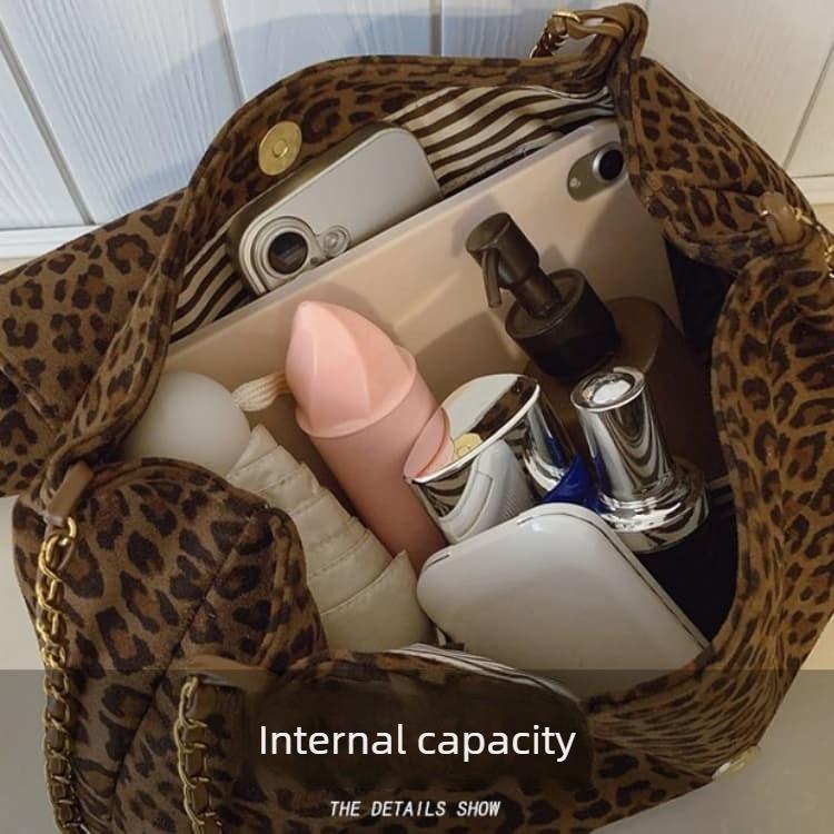 Ladies Gold Zipper Leopard Print Crossbody Bag