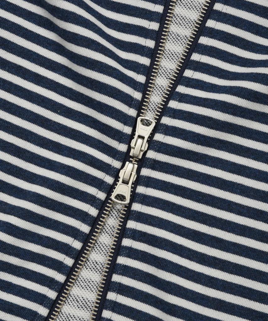 COVERNAT Small Logo Stripe Crop Zip-Up Hoodie Dark Navy