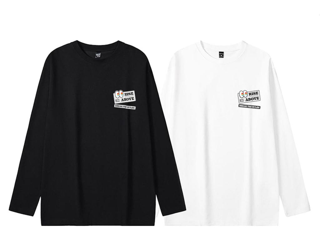 300G American Casual Long-Sleeve Double-Sided Fleece Men's Loose Round Neck Shirt