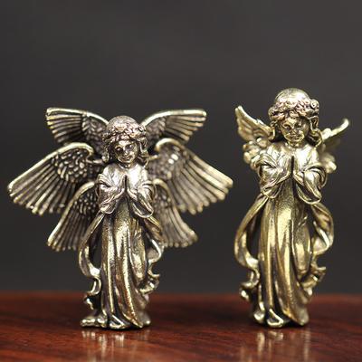 2 pezzi Statua Ottone Vintage Dio dell'Amore Cupido Piccolo Ornamento Figurine Angelo Decorazione da Tavolo Accessori Decorativi per la Casa per la Stanza